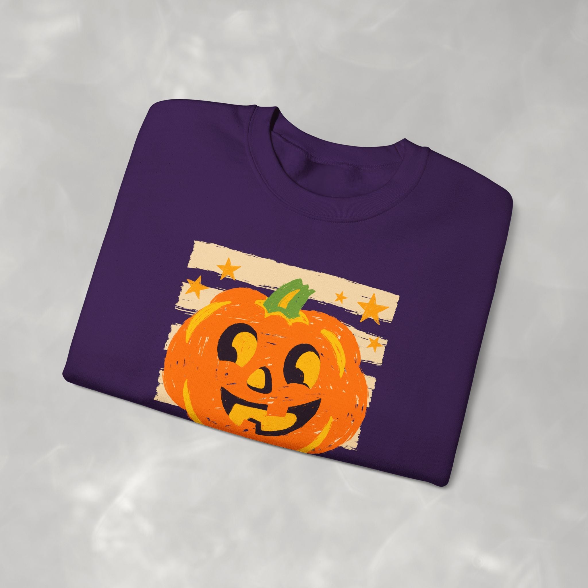 Happy Jack-O-Lantern, Striped Halloween Unisex Heavy Blend™ Crewneck Sweatshirt