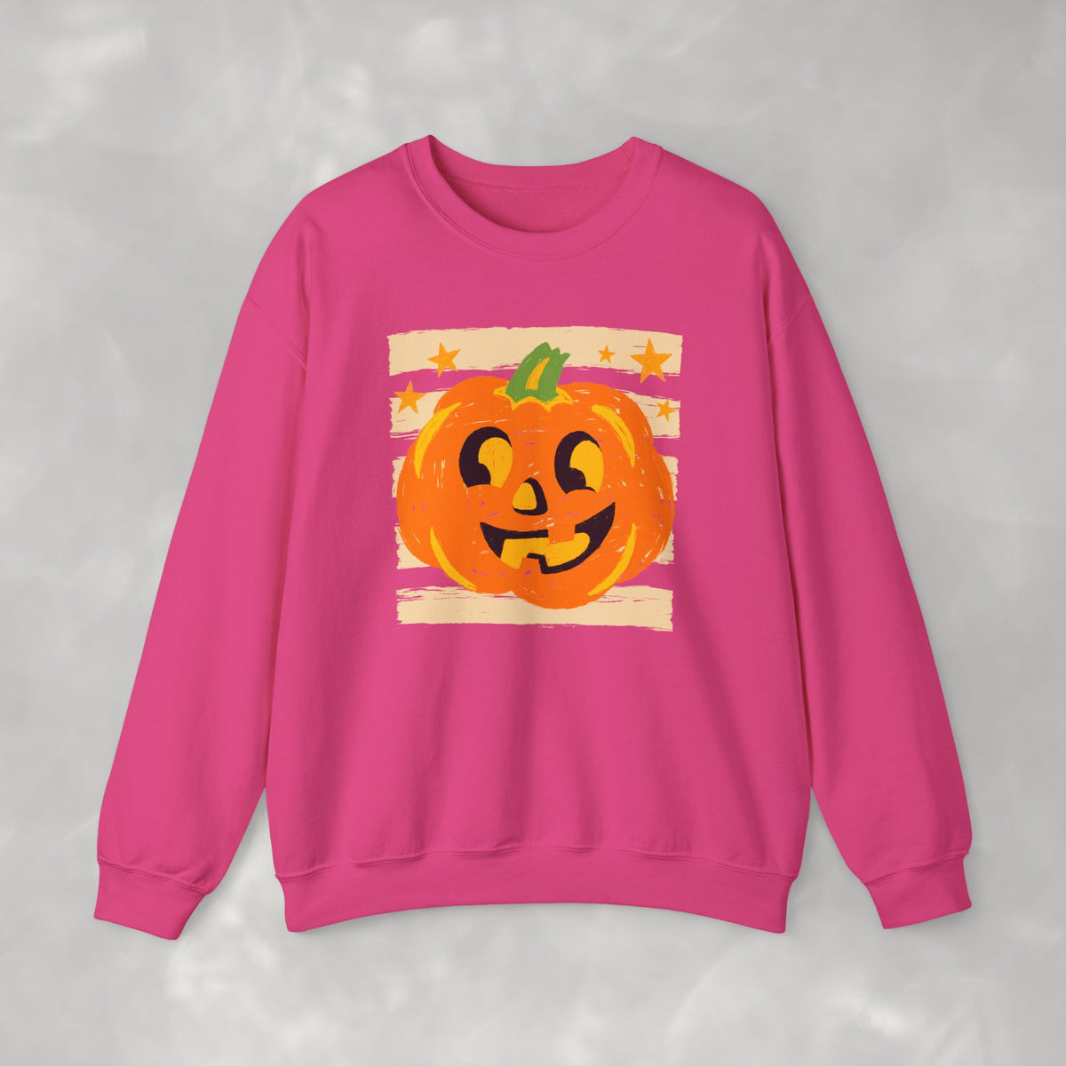 Happy Jack-O-Lantern, Striped Halloween Unisex Heavy Blend™ Crewneck Sweatshirt