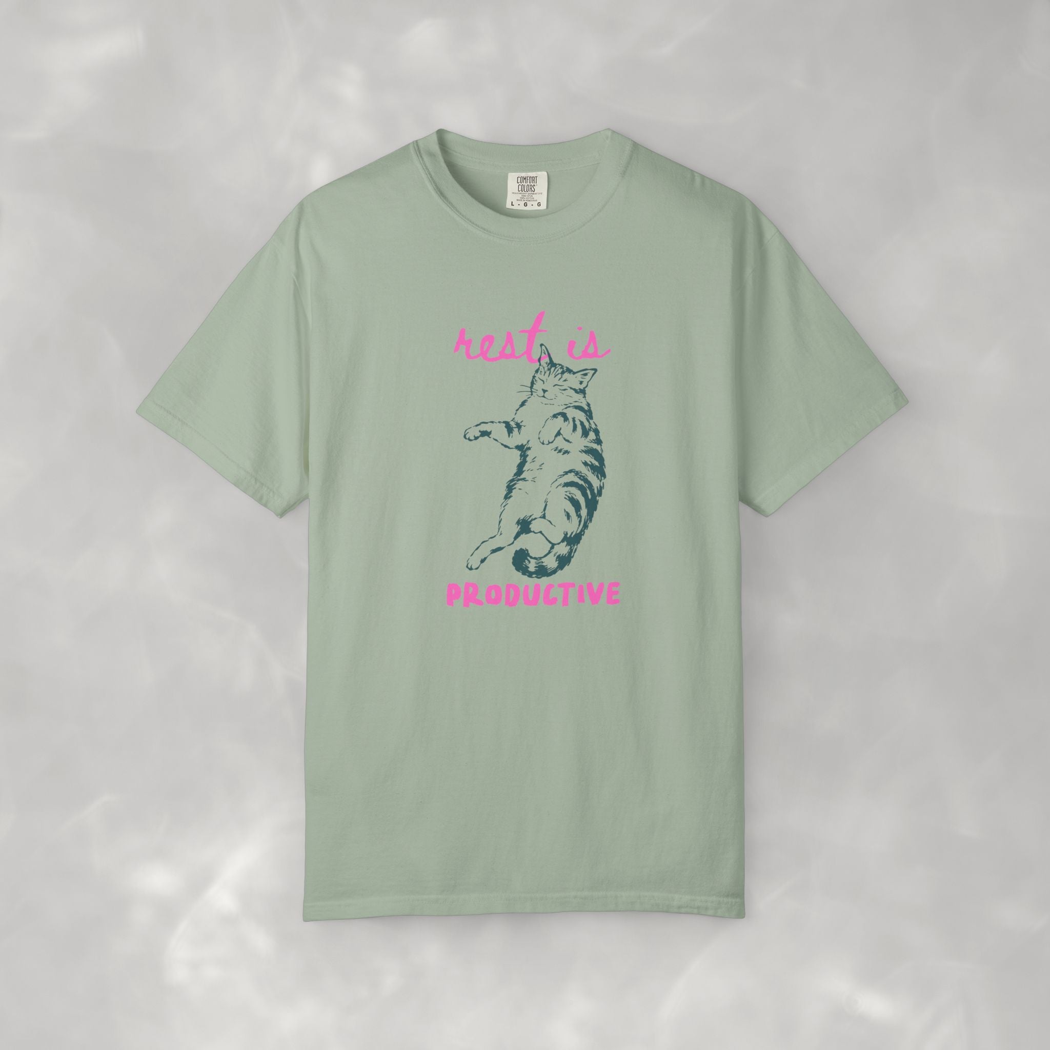 Rest Is Productive, Cute, Funny, Cat Lovers Comfort Colors Tee