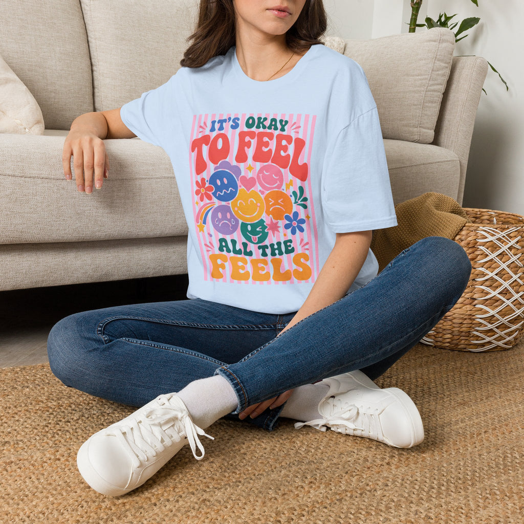 It's Okay to Feel All the Feels, Gildan Unisex Softstyle T-Shirt for OT, PT, Speech, School Therapists