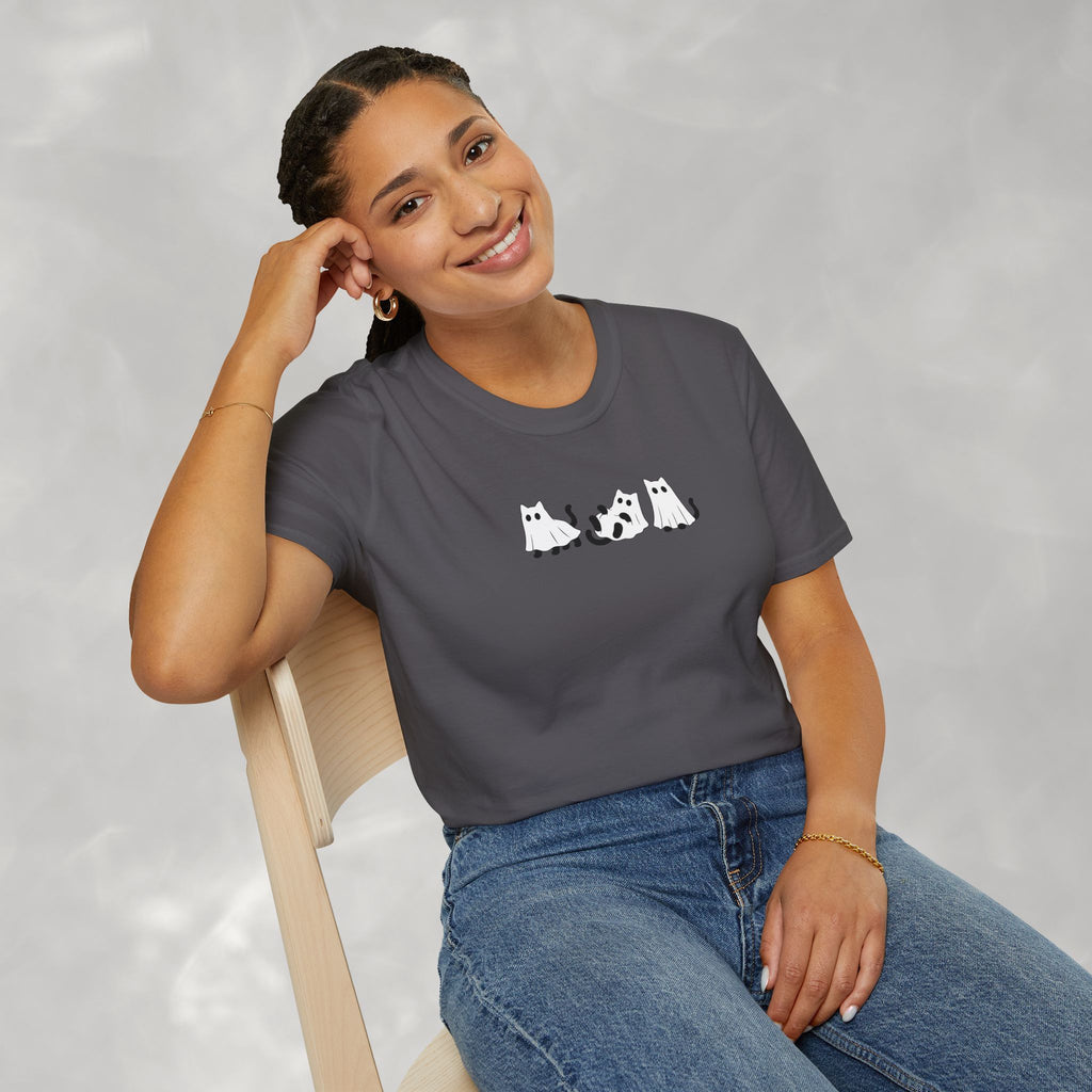 Cute Black Cat Ghosts, Haunted Kitties Halloween Gildan Unisex Softstyle T-Shirt