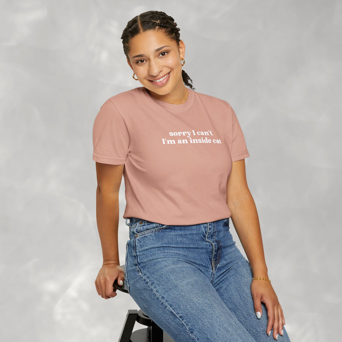 Sorry I Can't I'm an Inside Cat, Funny Cat Lover Comfort Colors Unisex Garment-Dyed T-shirt