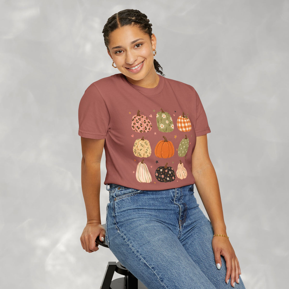 Whimsical Autumn Pumpkins Comfort Color Garment-Dyed T-shirt for Fall, Thanksgiving