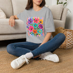 Boho Striped Flowers Gildan Softstyle T-Shirt
