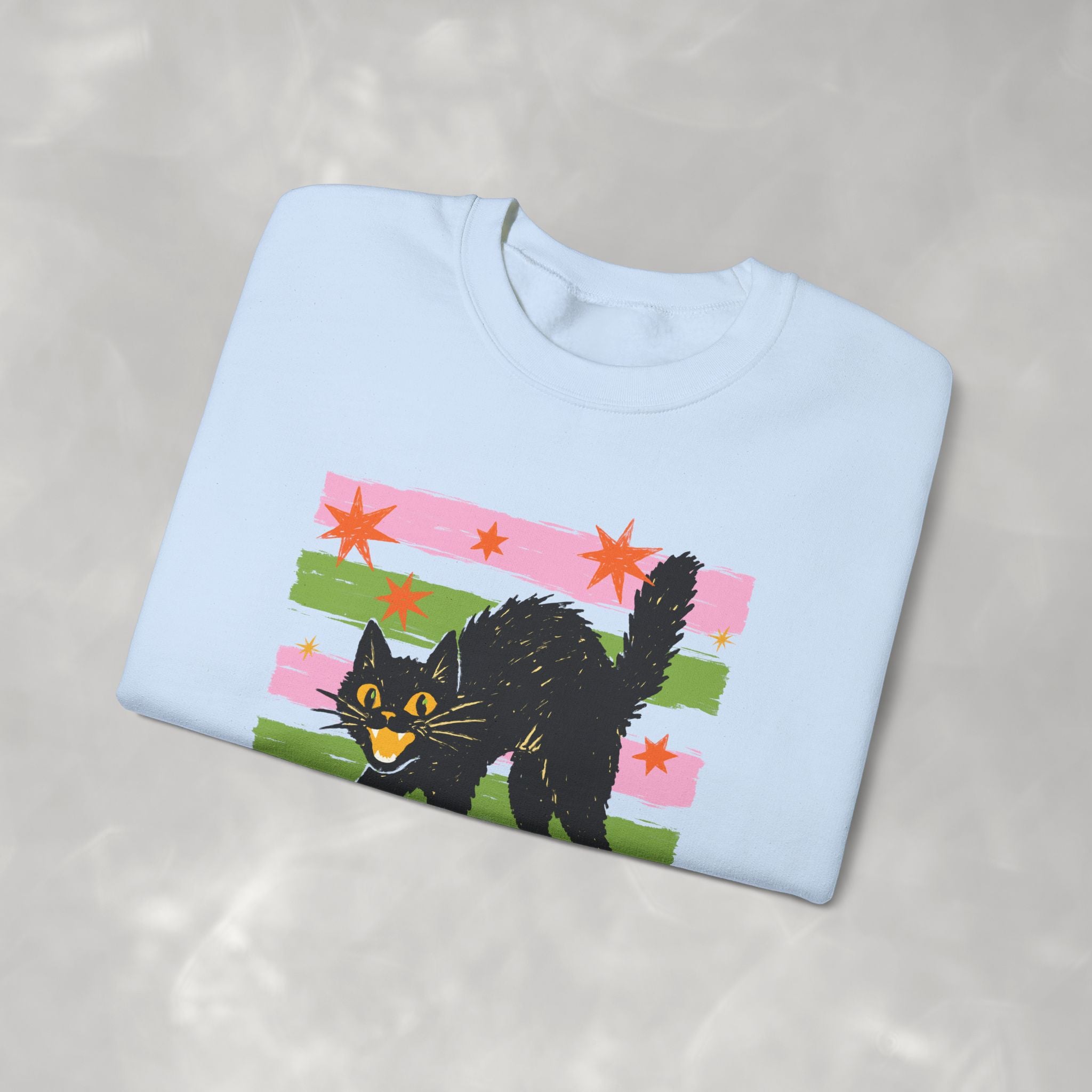 Spooky, Cute Black Cat, Halloween, Gildan Unisex Heavy Blend™ Crewneck Sweatshirt
