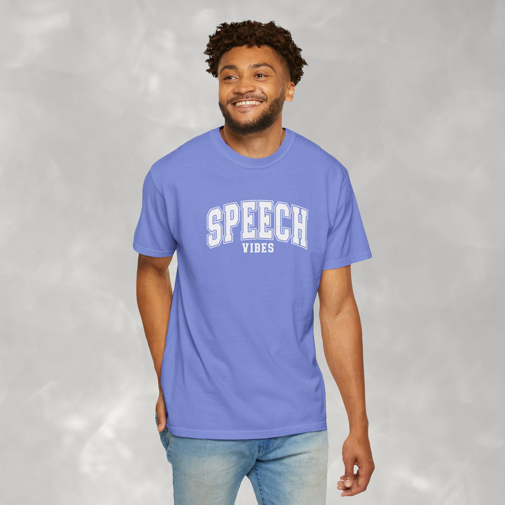 Speech Vibes, Unisex Comfort Colors Tee for SLP, SLPA, Speech Therapy