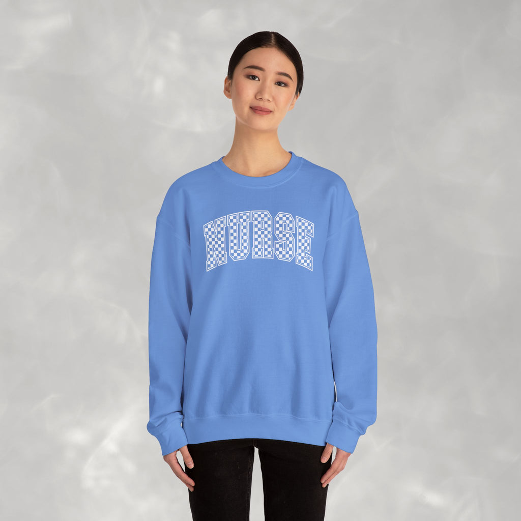 Nurse Checkered Gildan Unisex Heavy Blend™ Crewneck Sweatshirt for RN, LPN, GN, Nursing Students