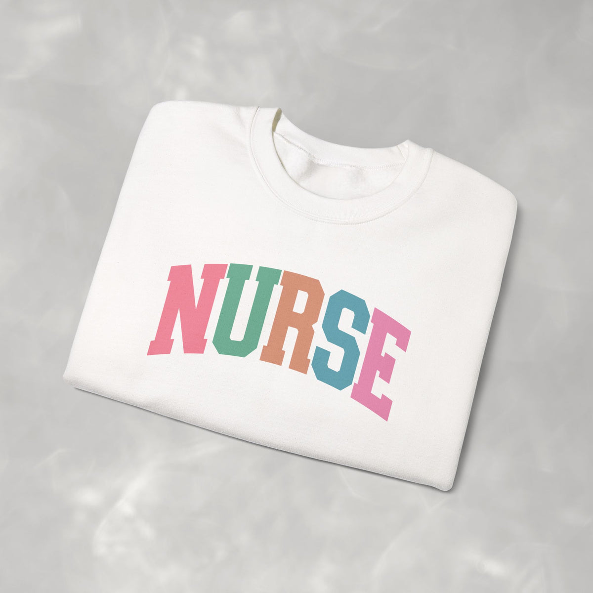 Colorful Fun Whimsical Varsity Nurse Gildan Unisex Heavy Blend™ Crewneck Sweatshirt for RN, LPN, GN, Student Nurse