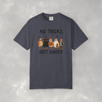 No Tricks Just Chicks, Funny Halloween Chickens in Costumes, Comfort Colors Tee