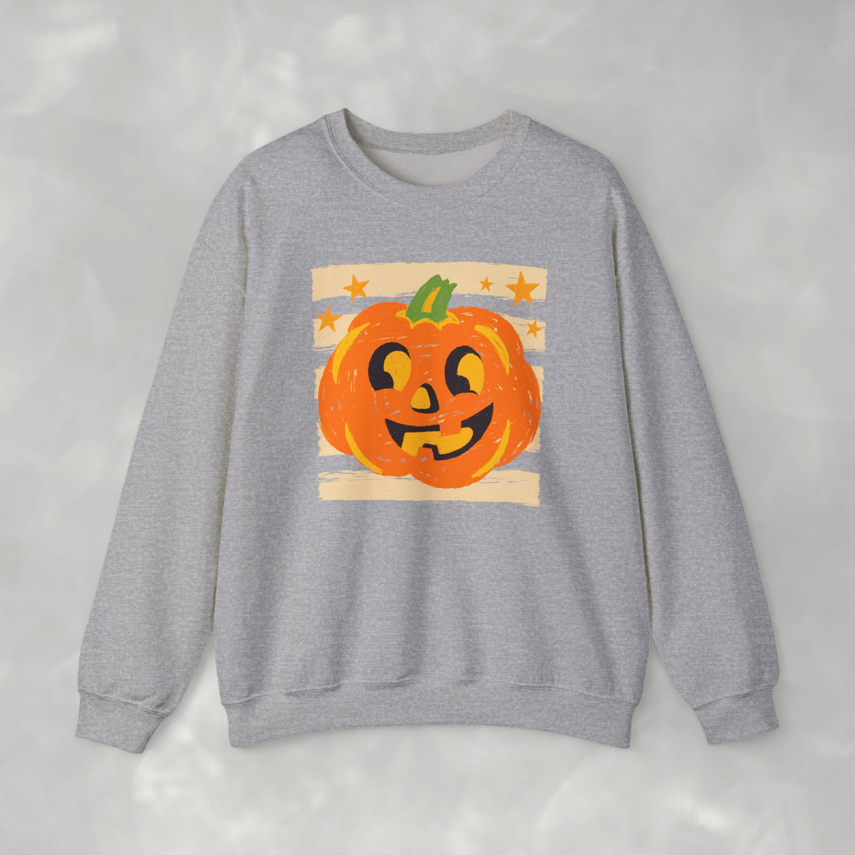Happy Jack-O-Lantern, Striped Halloween Unisex Heavy Blend™ Crewneck Sweatshirt