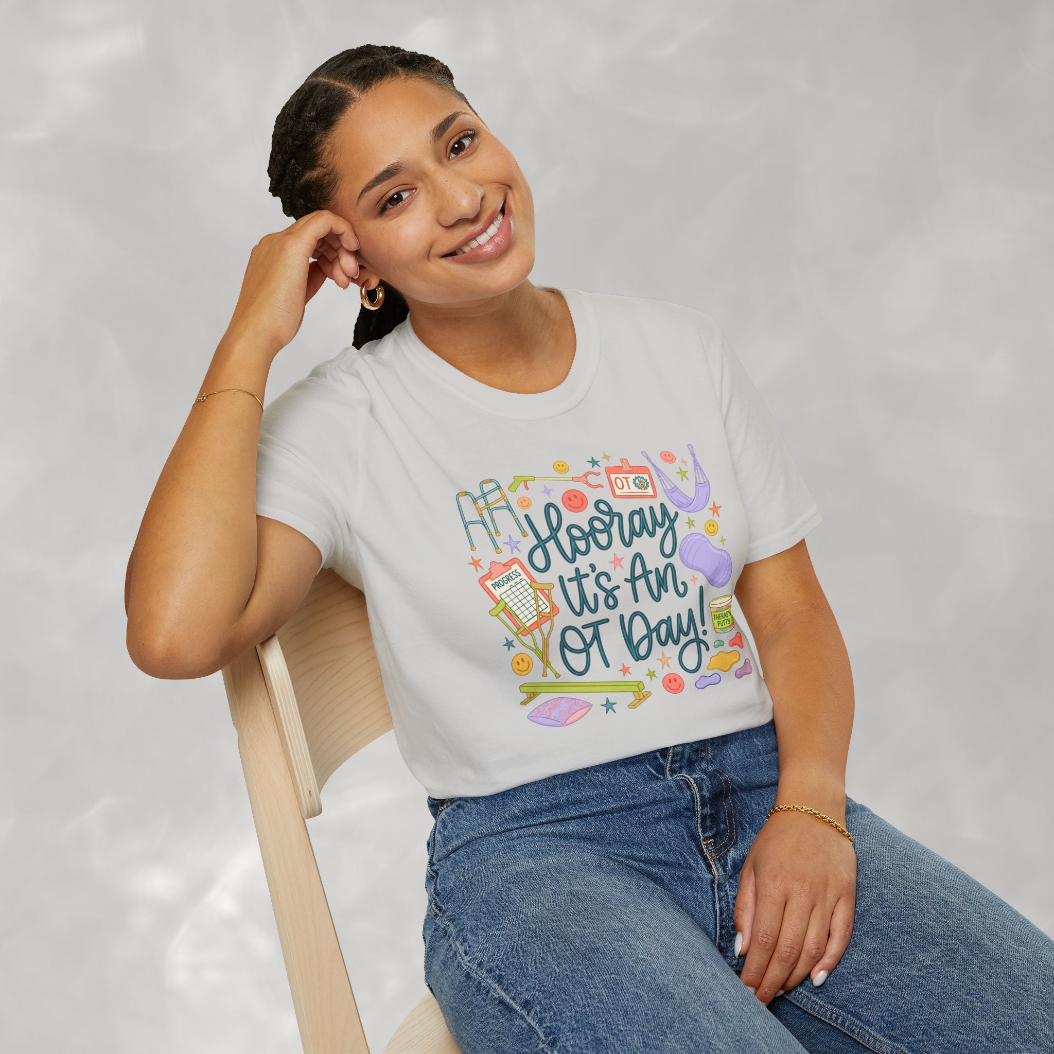Hooray It's an OT Day, Cute, Playful, Pediatric Occupational Therapy, OTR, COTA Gildan Unisex Softstyle T-Shirt