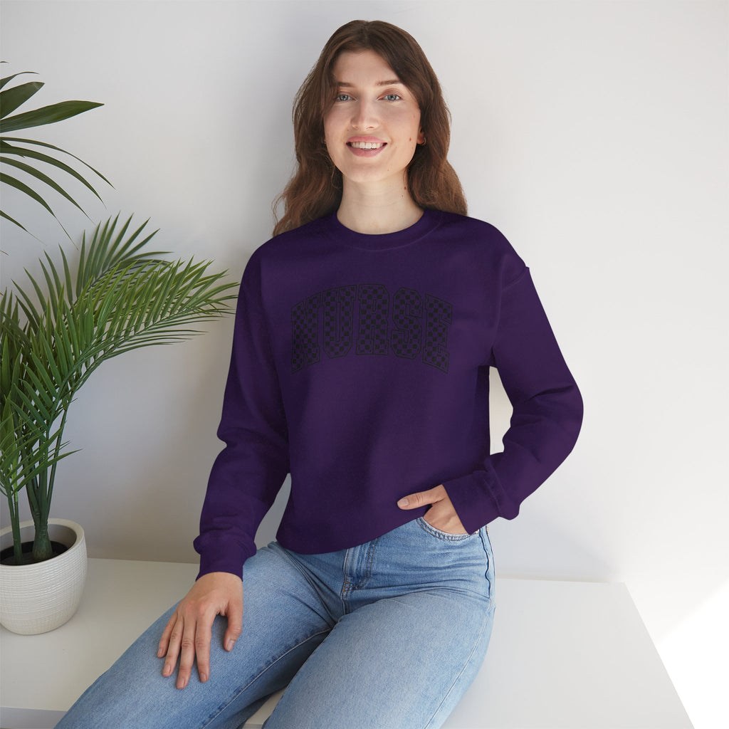 Nurse Checkered Gildan Unisex Heavy Blend™ Crewneck Sweatshirt for RN, LPN, GN, Nursing Students
