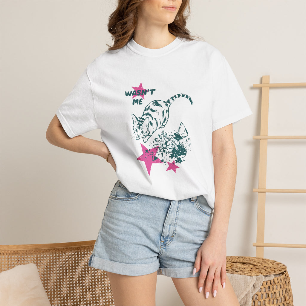 Wasn't Me, Funny, Cat Lover Comfort Colors Tee