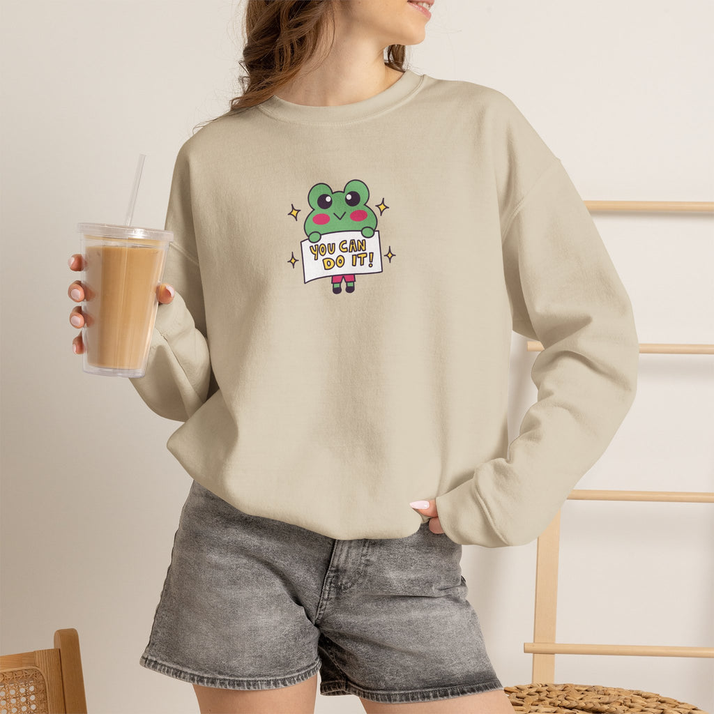 You Can Do It, Cute Motivational Frog Unisex Heavy Blend™ Crewneck Sweatshirt for OT, PT, Speech Therapist