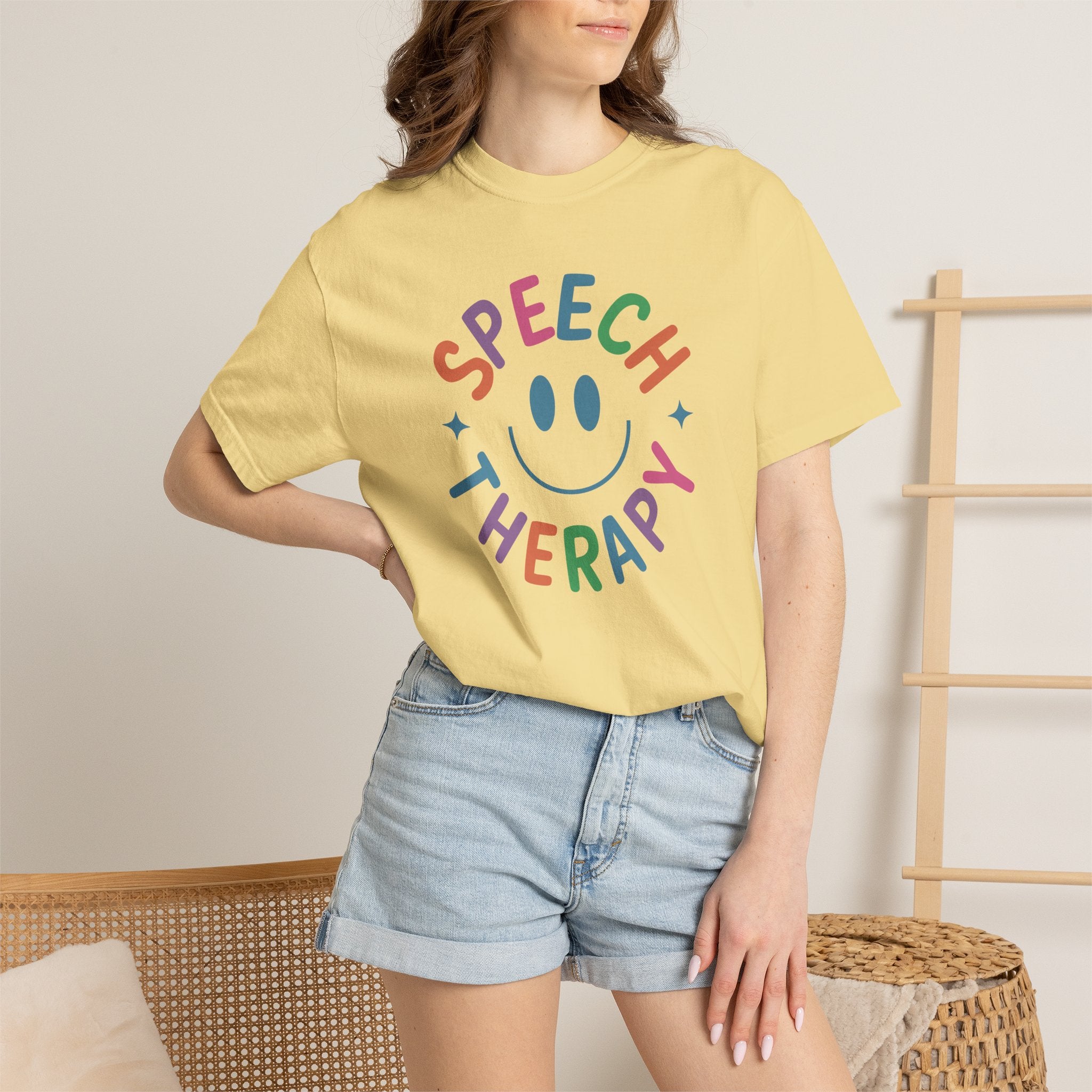 Speech Therapy, Cute Playful Smile, SLP, SLPA Comfort Colors Tee