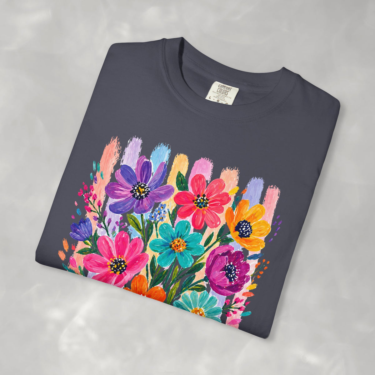 Boho Floral Stripes Comfort Colors Tee