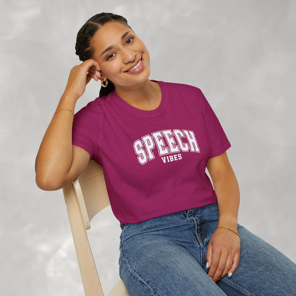 Speech Vibes Gildan Unisex Softstyle T-Shirt for SLP, SLPA, Speech Therapy