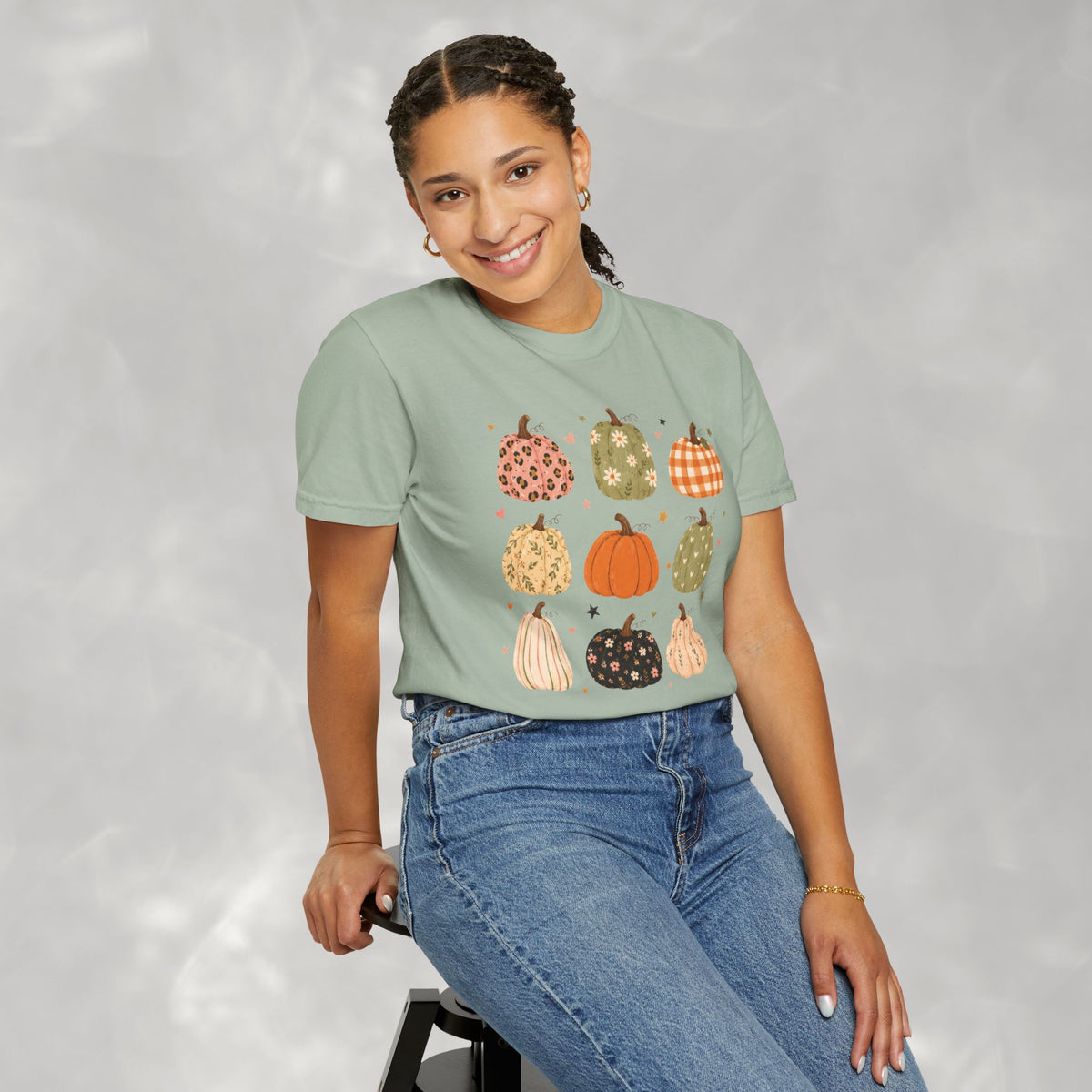 Whimsical Autumn Pumpkins Comfort Color Garment-Dyed T-shirt for Fall, Thanksgiving