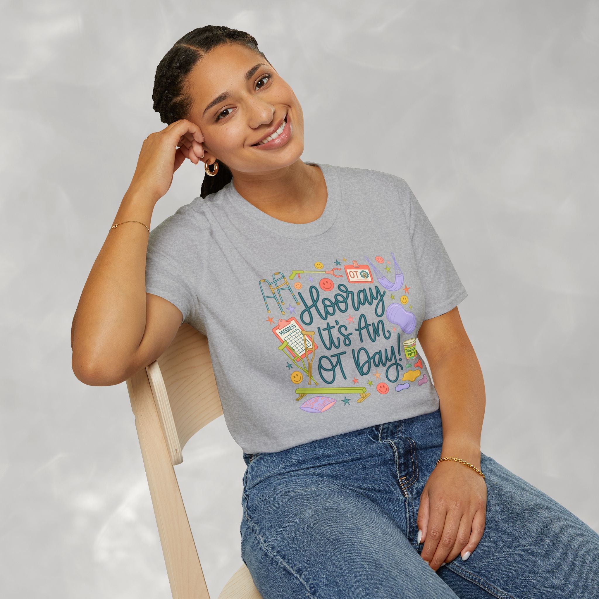 Hooray It's an OT Day, Cute, Playful, Pediatric Occupational Therapy, OTR, COTA Gildan Unisex Softstyle T-Shirt
