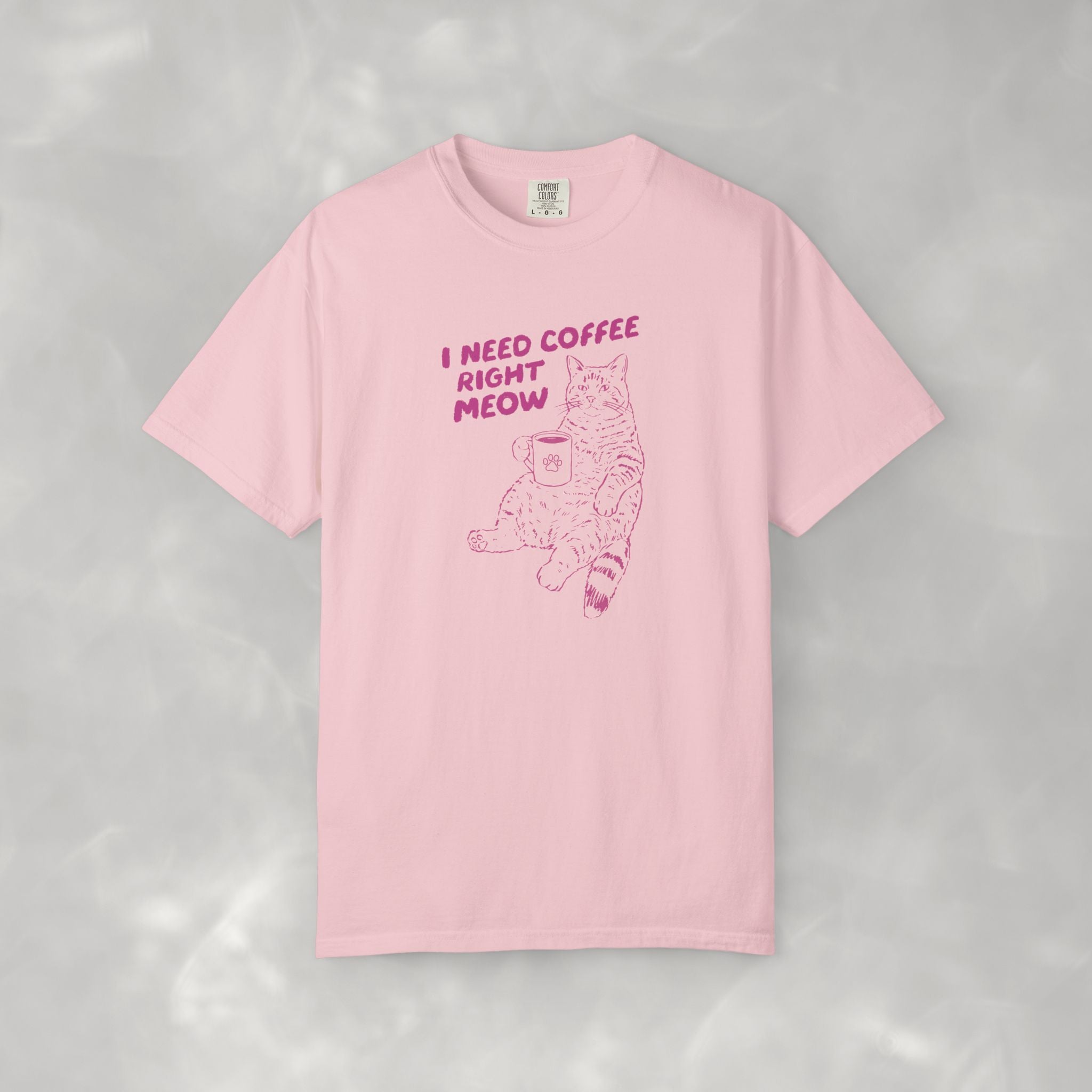 I Need Coffee Right Meow, Funny Cat, Coffee Lover Comfort Colors Tee