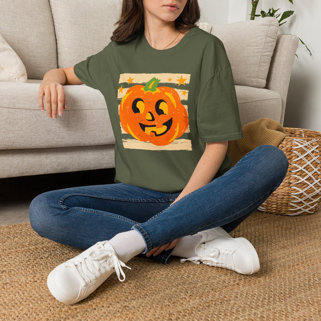 Happy Jack-O-Lantern, Striped Halloween Gildan Unisex Softstyle T-Shirt
