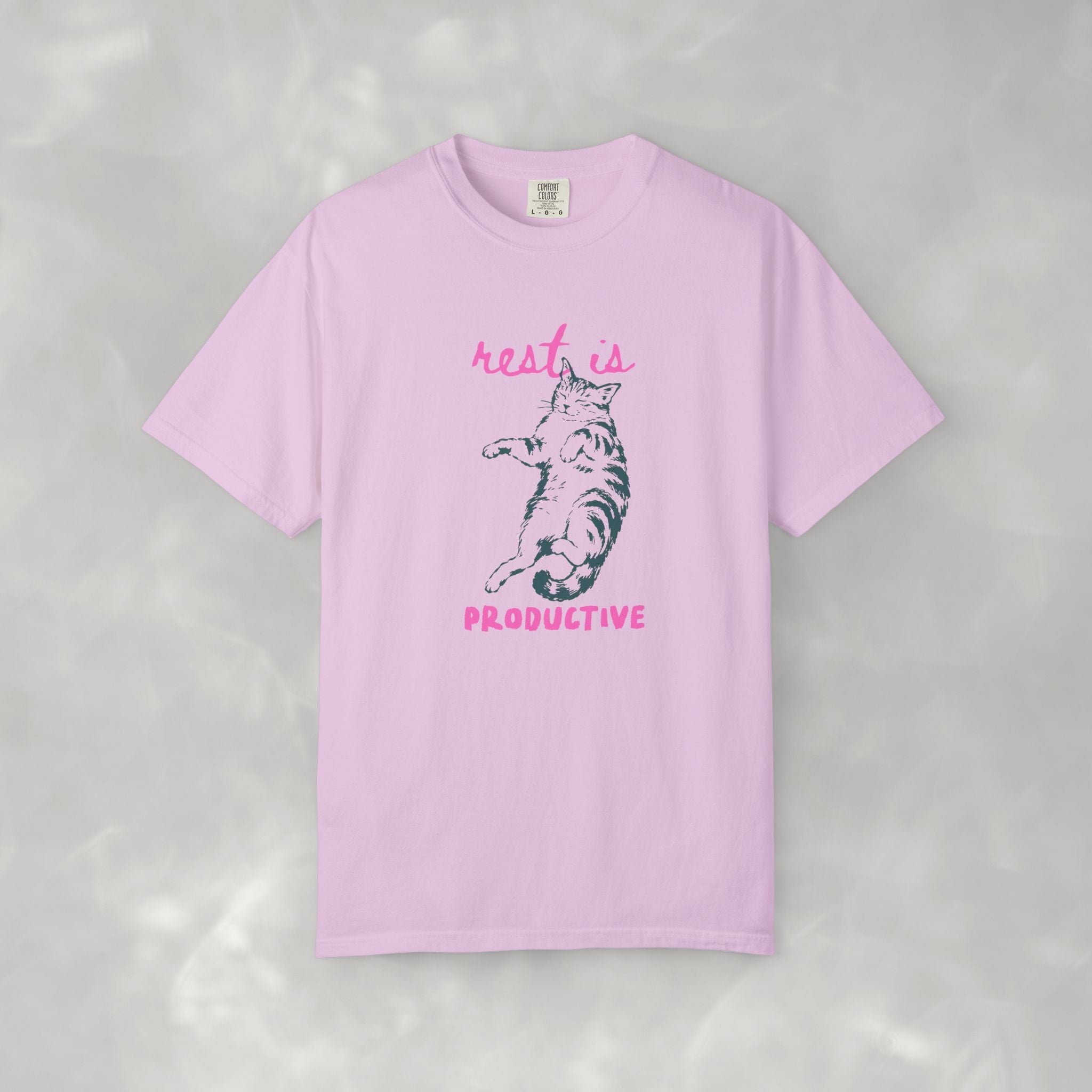 Rest Is Productive, Cute, Funny, Cat Lovers Comfort Colors Tee