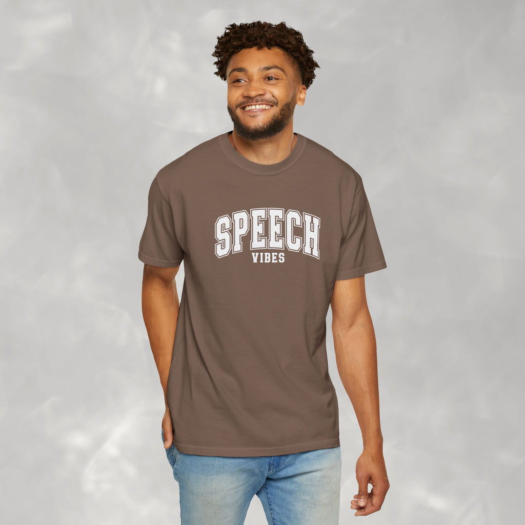 Speech Vibes, Unisex Comfort Colors Tee for SLP, SLPA, Speech Therapy
