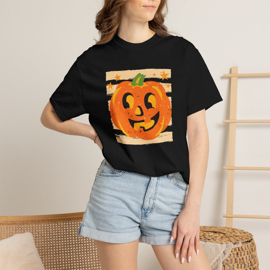 Happy Jack-O-Lantern, Striped Halloween Comfort Colors Unisex Garment-Dyed T-shirt