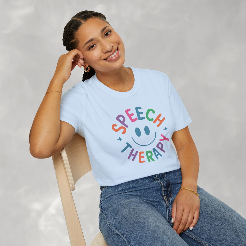 Speech Therapy, Cute Playful Smile, SLP, SLPA Gildan Unisex Softstyle T-Shirt