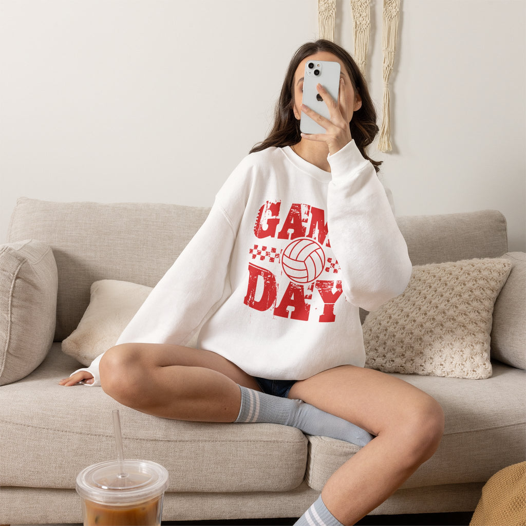 Retro Vintage Volleyball Game Day Gildan Unisex Heavy Blend™ Crewneck Sweatshirt