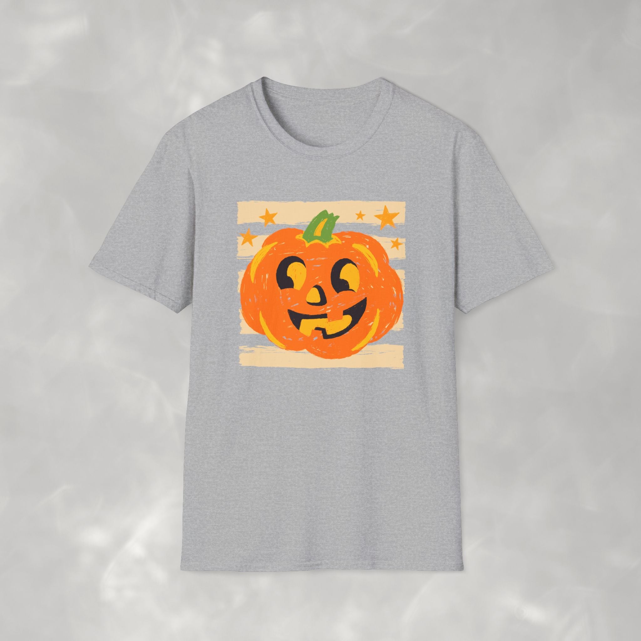 Happy Jack-O-Lantern, Striped Halloween Gildan Unisex Softstyle T-Shirt