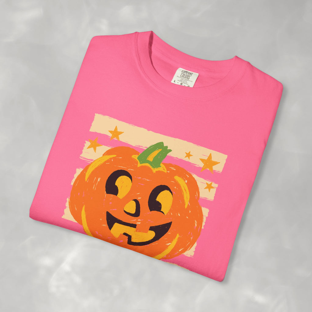 Happy Jack-O-Lantern, Striped Halloween Comfort Colors Unisex Garment-Dyed T-shirt