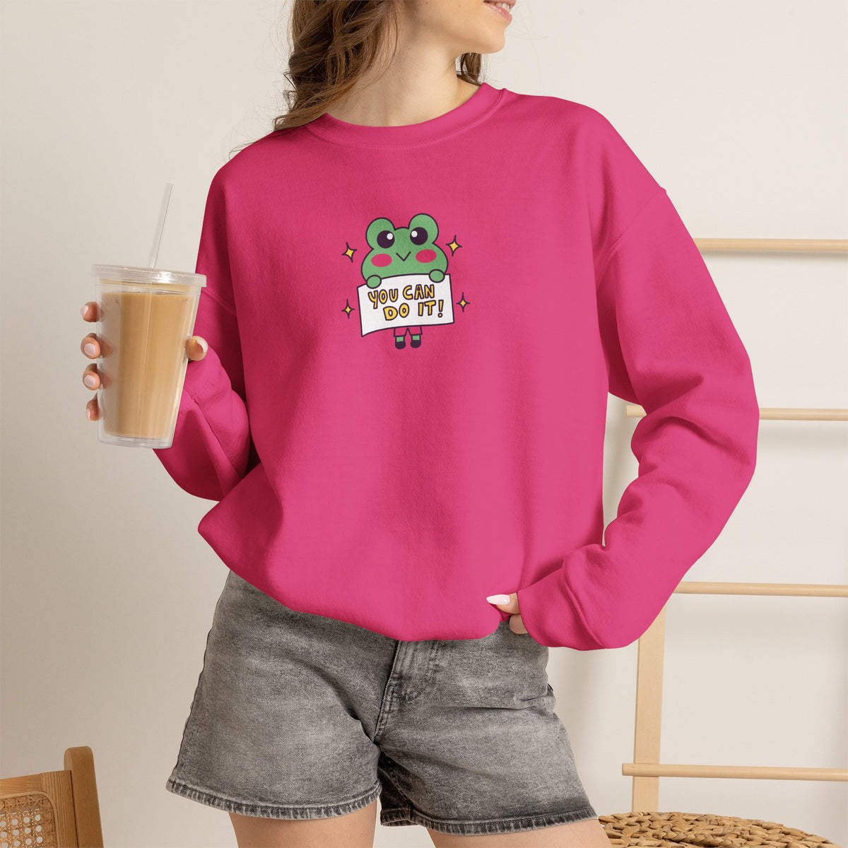 You Can Do It, Cute Motivational Frog Unisex Heavy Blend™ Crewneck Sweatshirt for OT, PT, Speech Therapist