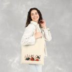 Cute Black Cats Playing in Autumn Leaves Double-Sided Cotton Canvas Tote Bag