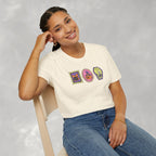 Cute Halloween Spooky Stamps with Cat, Jack-O-Lanter, Skeleton, Gildan Unisex Softstyle T-Shirt