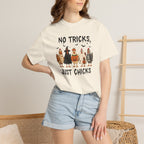 No Tricks Just Chicks, Funny Halloween Chickens in Costumes, Comfort Colors Tee