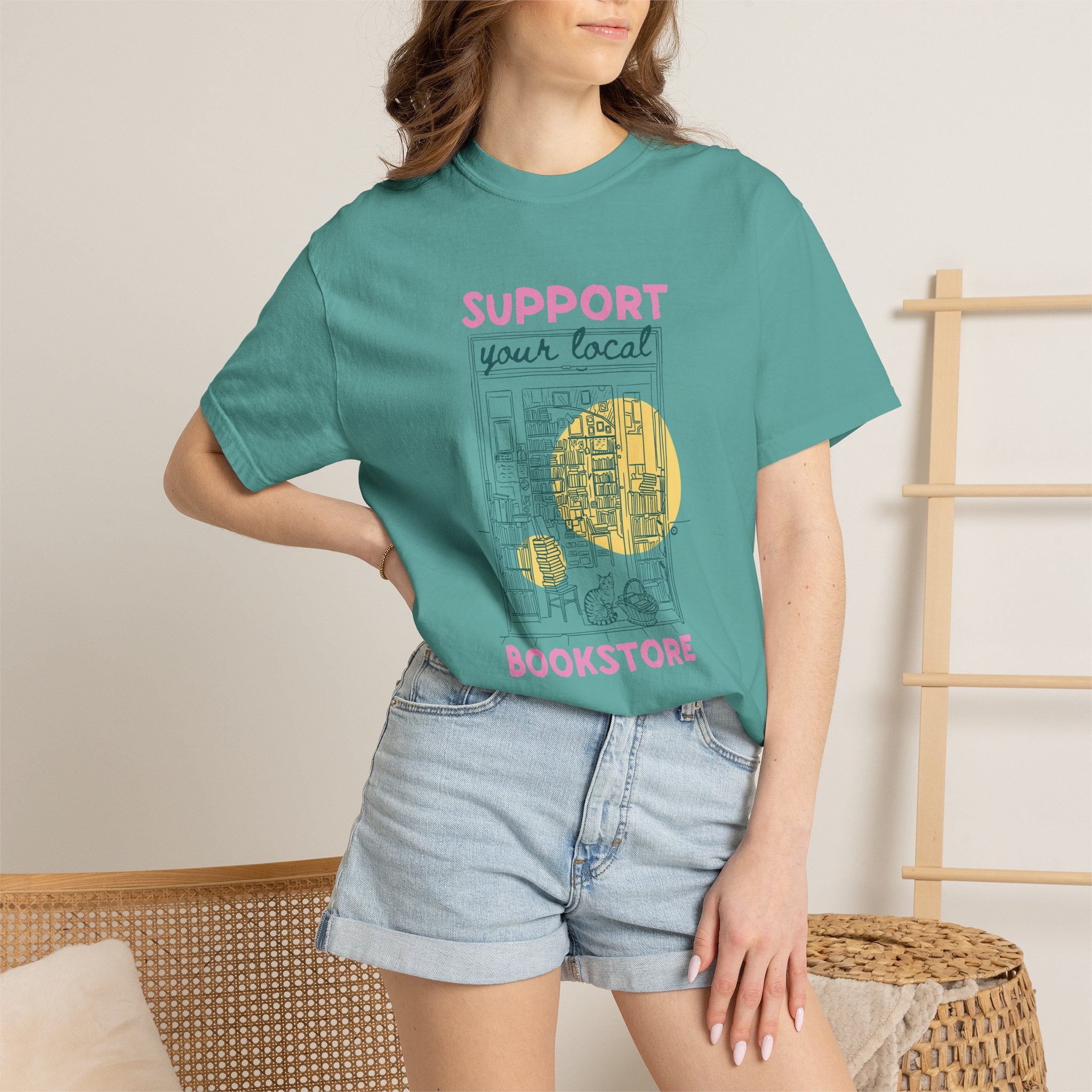 Support Your Local Book Store, Book, Reading Lover Comfort Colors Tee