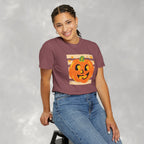 Happy Jack-O-Lantern, Striped Halloween Comfort Colors Unisex Garment-Dyed T-shirt
