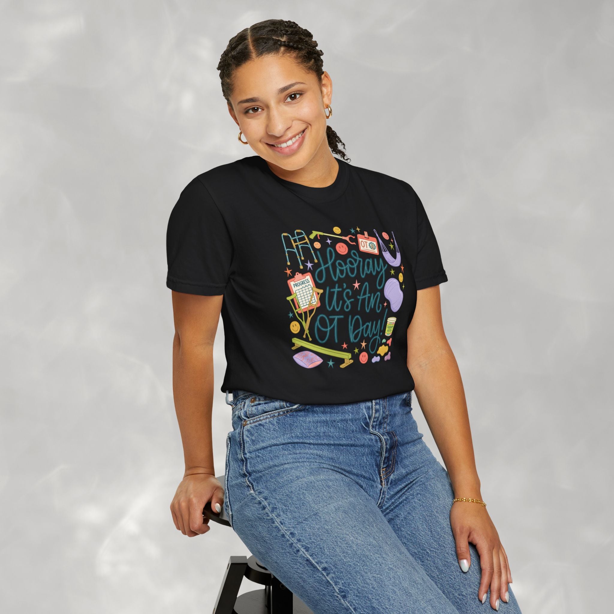 Hooray It's an OT Day, Cute, Playful, Pediatric Occupational Therapy, OTR, COTA Comfort Colors Tee