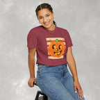 Happy Jack-O-Lantern, Striped Halloween Comfort Colors Unisex Garment-Dyed T-shirt