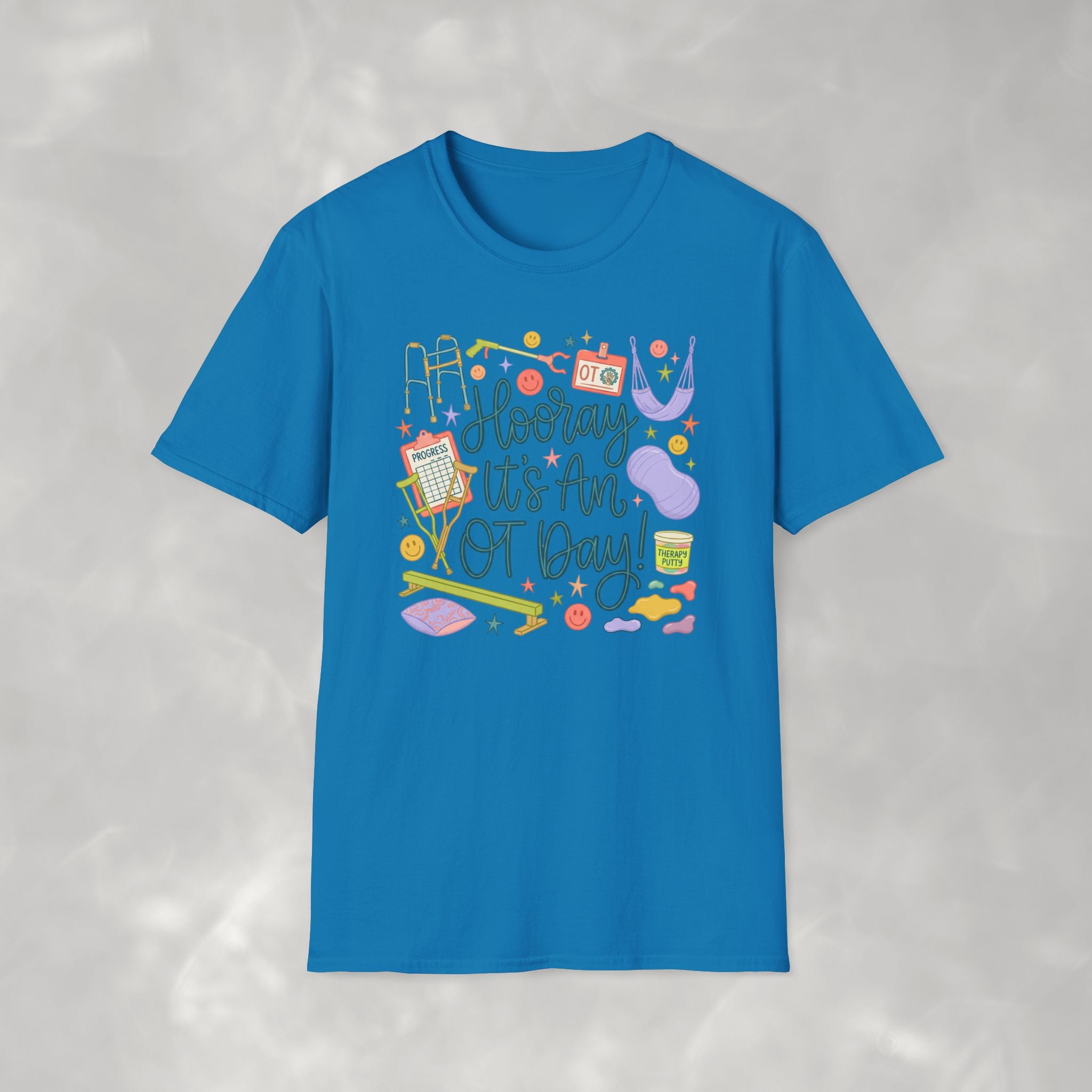 Hooray It's an OT Day, Cute, Playful, Pediatric Occupational Therapy, OTR, COTA Gildan Unisex Softstyle T-Shirt