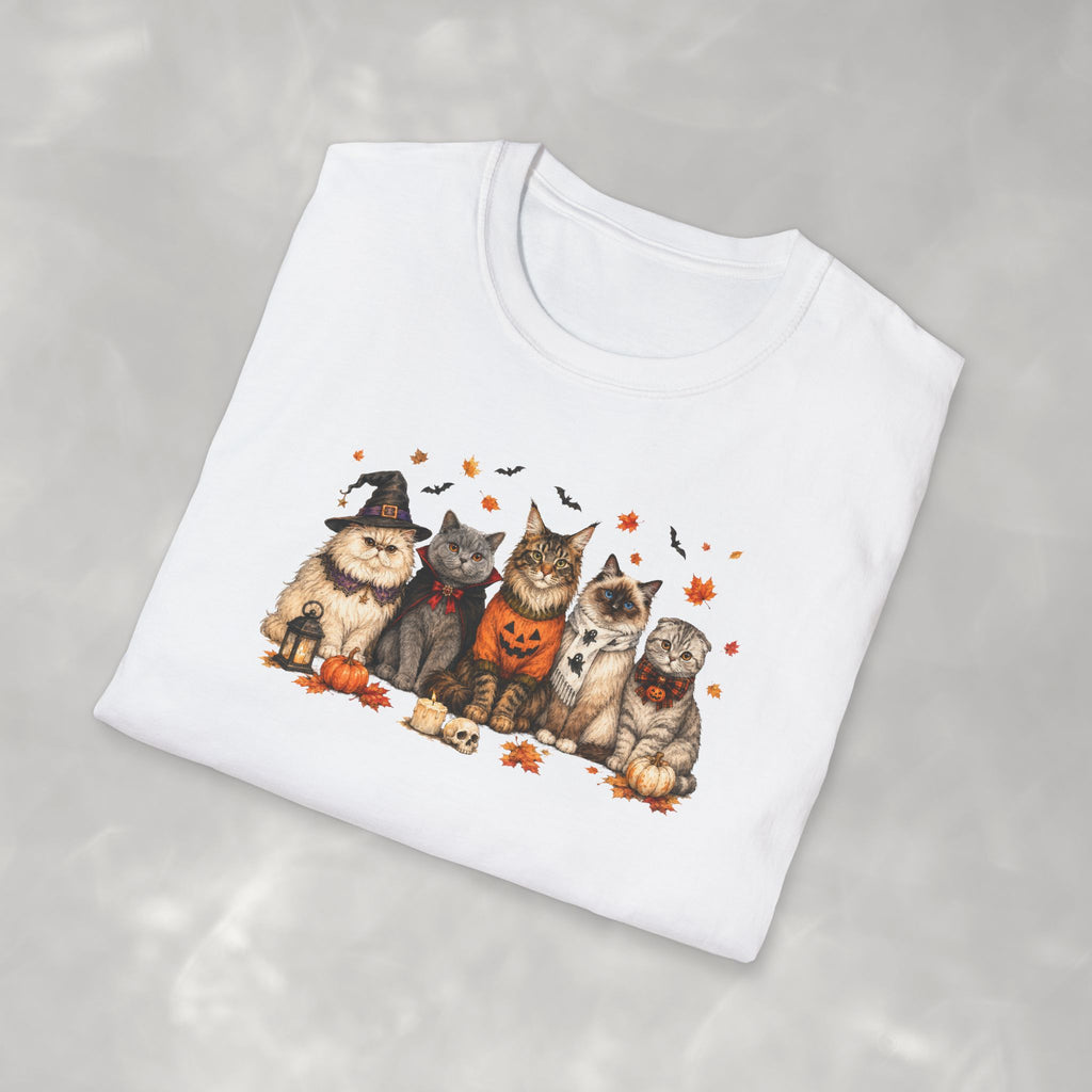 Retro Cats in Halloween Costumes Gildan Unisex Softstyle T-Shirt