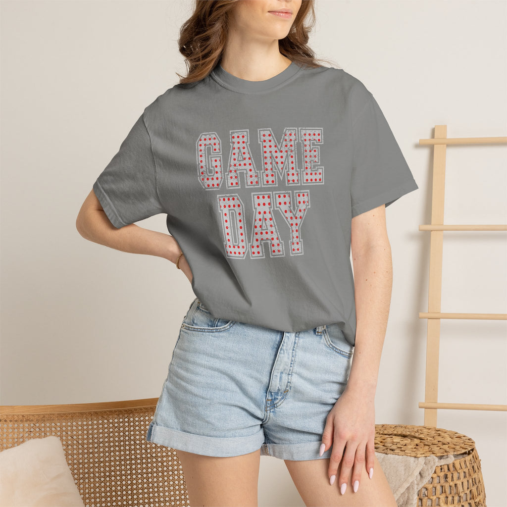 Cute Game Day, Preppy Polka Dot Comfort Colors Tee