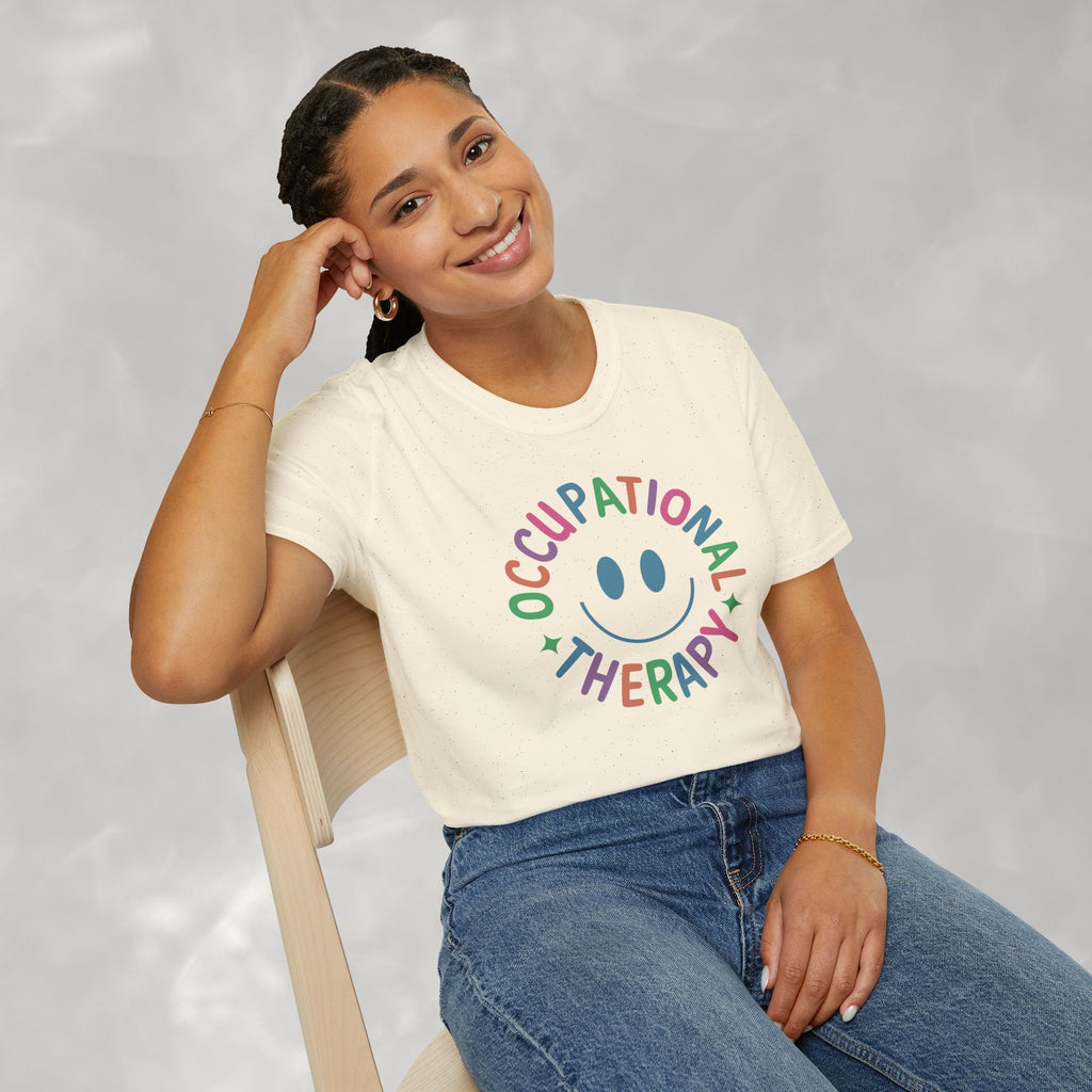 Occupational Therapy, Cute Playful Smile, OT, COTA Unisex Softstyle T-Shirt