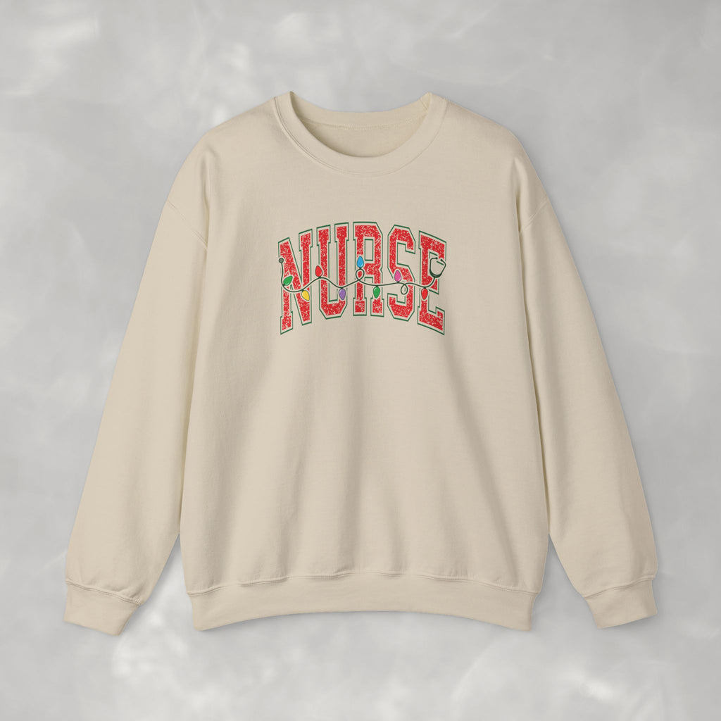 Christmas Lights Nurse Stethoscope Gildan Unisex Heavy Blend™ Crewneck Sweatshirt for RN, LPN, GN, Student Nurse