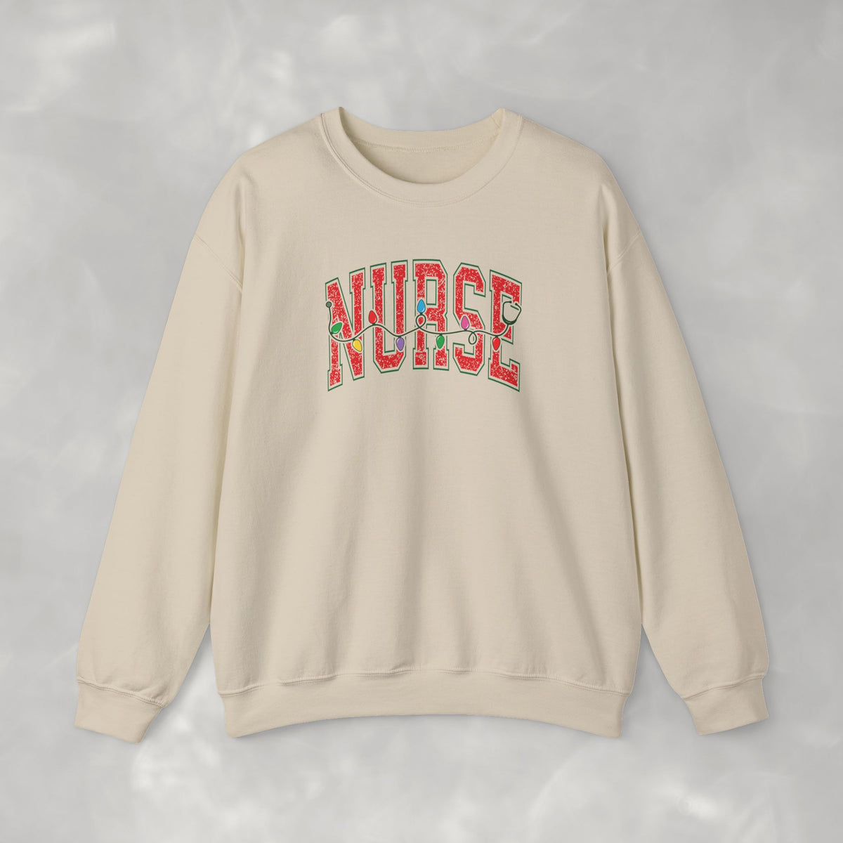 Christmas Lights Nurse Stethoscope Gildan Unisex Heavy Blend™ Crewneck Sweatshirt for RN, LPN, GN, Student Nurse