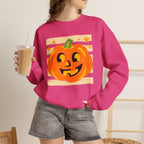 Happy Jack-O-Lantern, Striped Halloween Unisex Heavy Blend™ Crewneck Sweatshirt