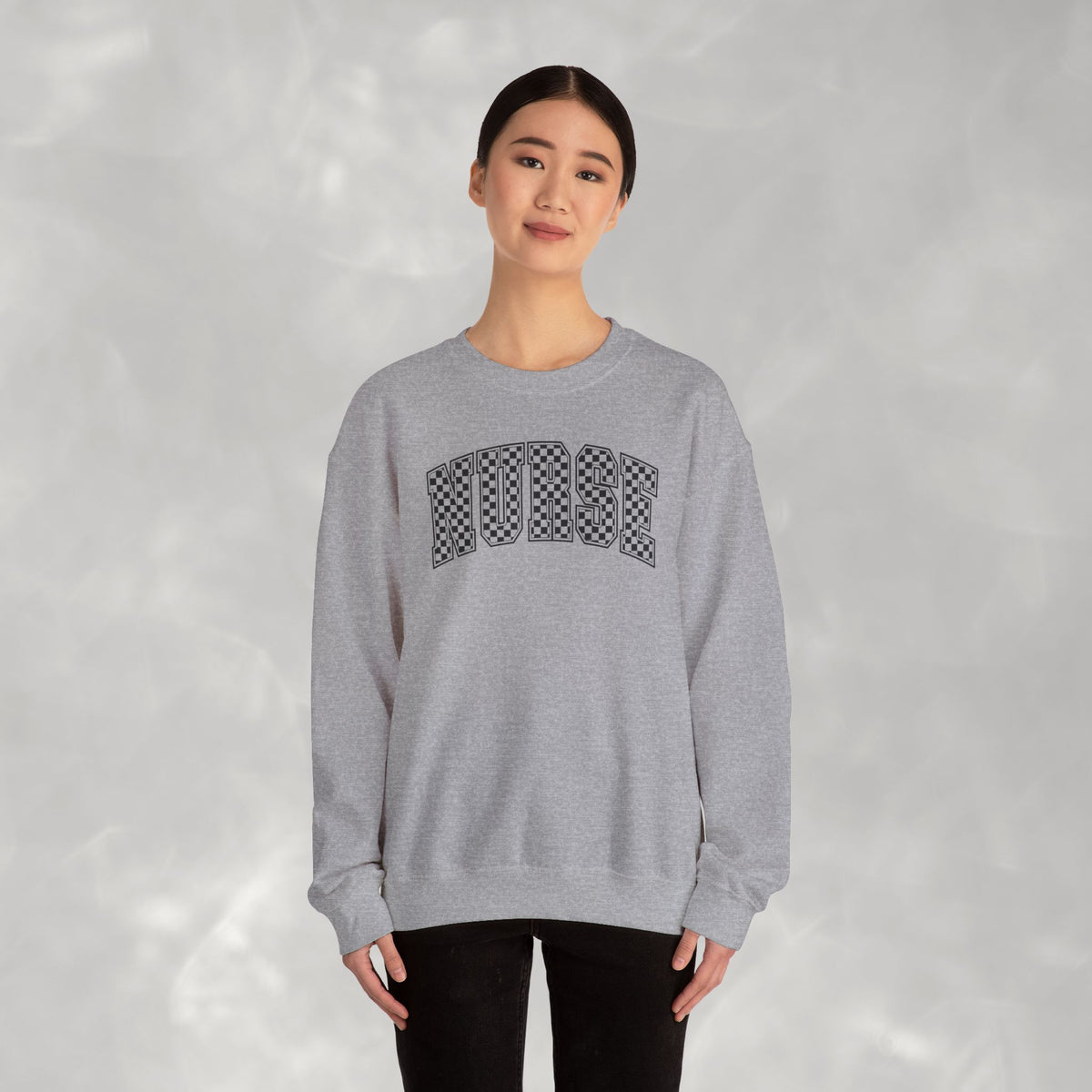 Nurse Checkered Gildan Unisex Heavy Blend™ Crewneck Sweatshirt for RN, LPN, GN, Nursing Students