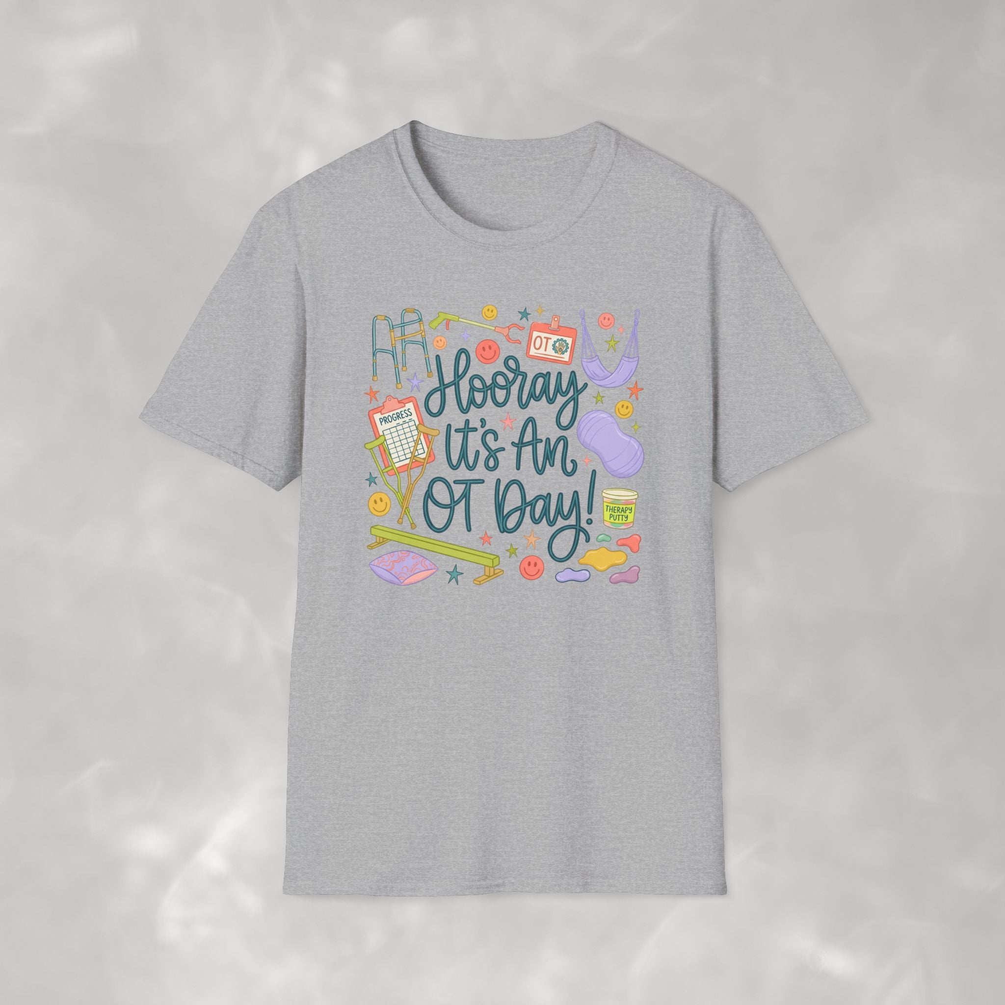 Hooray It's an OT Day, Cute, Playful, Pediatric Occupational Therapy, OTR, COTA Gildan Unisex Softstyle T-Shirt