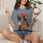 Spooky Black Cats and Jack-O-Lanterns, Unisex Comfort Colors Tee